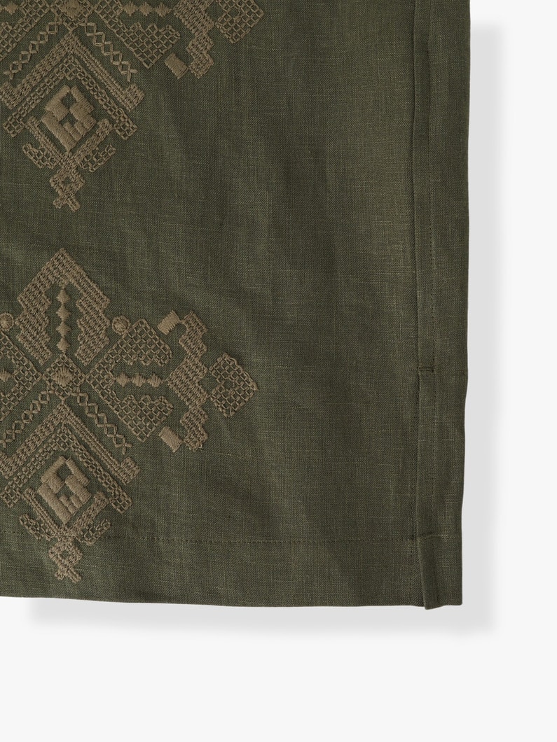 リネン エンブロイダリー ショートスリーブシャツ 詳細画像 olive 3