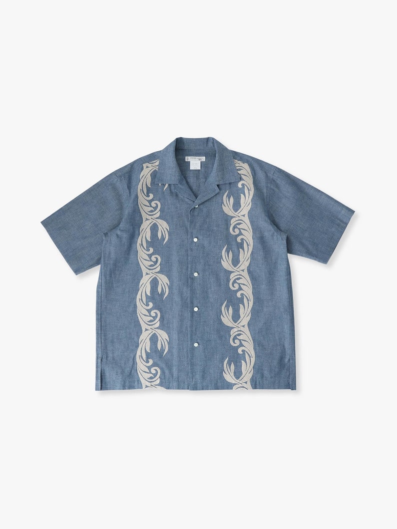 オーガニックコットン エンブロイダリー ショートスリーブシャツ 詳細画像 blue 4
