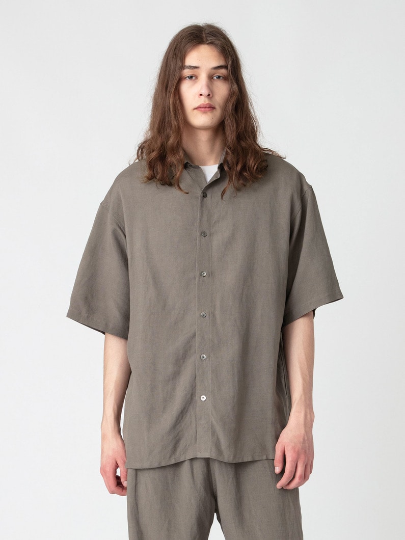 リネン ショートスリーブシャツ 詳細画像 brown 1