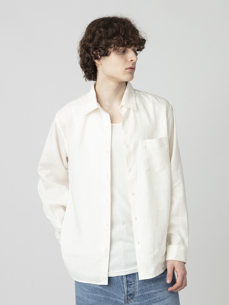 ヘンプ ブロードクロス レギュラーシャツ 詳細画像 off white 2