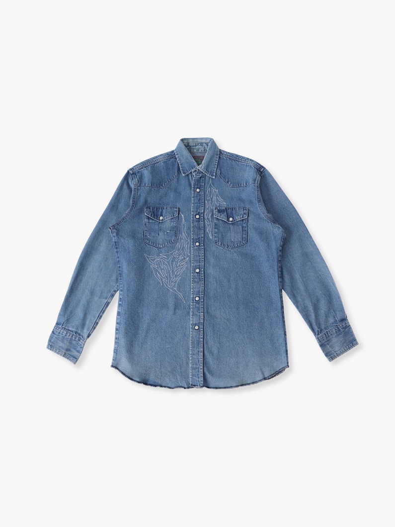 カスタマイズ アンド エンブロイダリー デニムシャツ 詳細画像 white 1