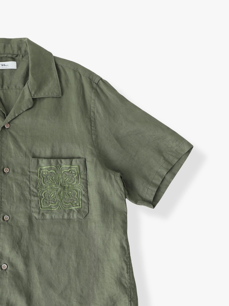 エンブロイダリー リネン ショートスリーブシャツ 詳細画像 olive 2