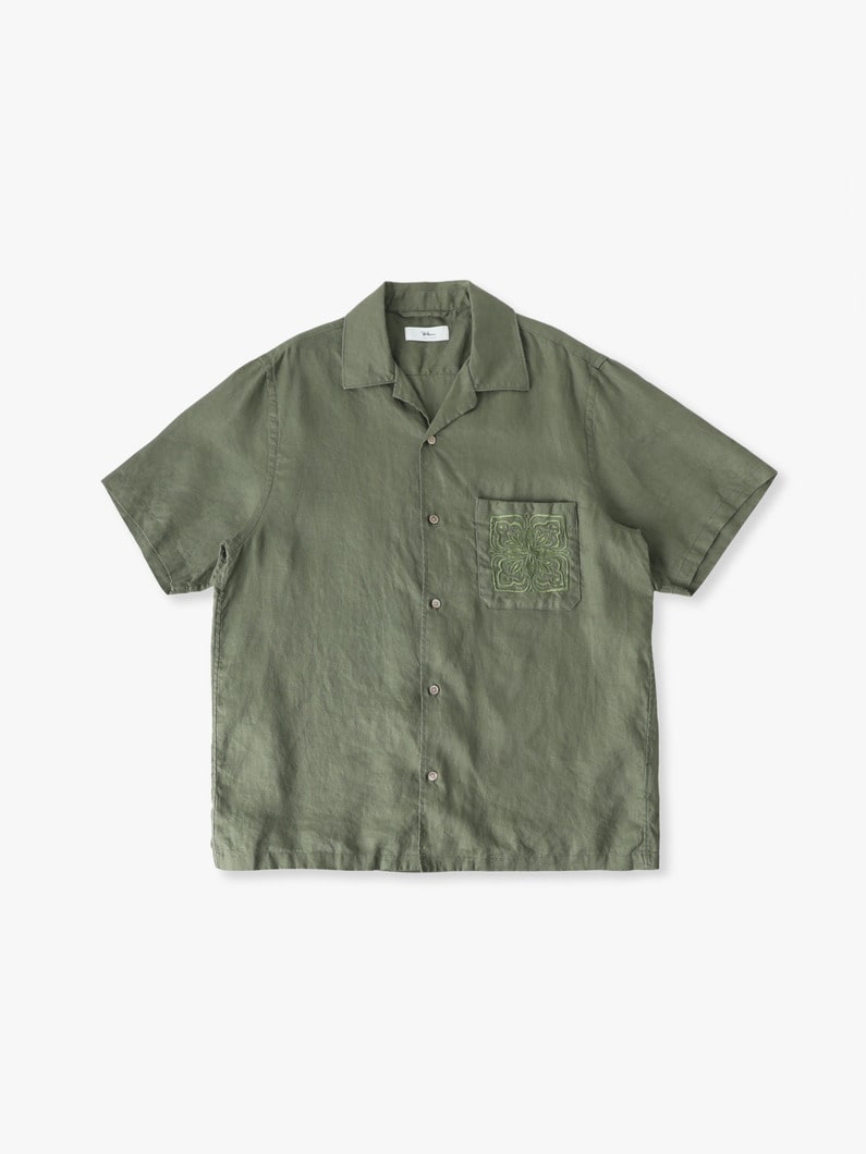エンブロイダリー リネン ショートスリーブシャツ 詳細画像 olive 1