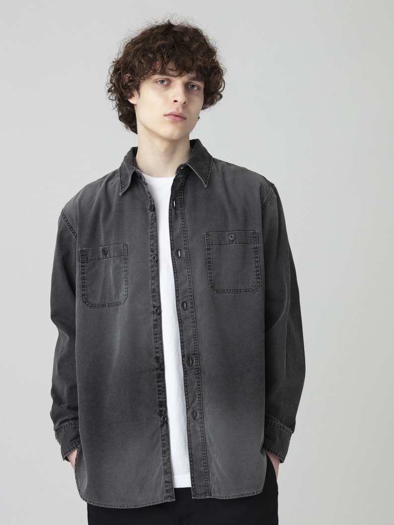 ピグメントダイ ダックシャツ 詳細画像 black 1