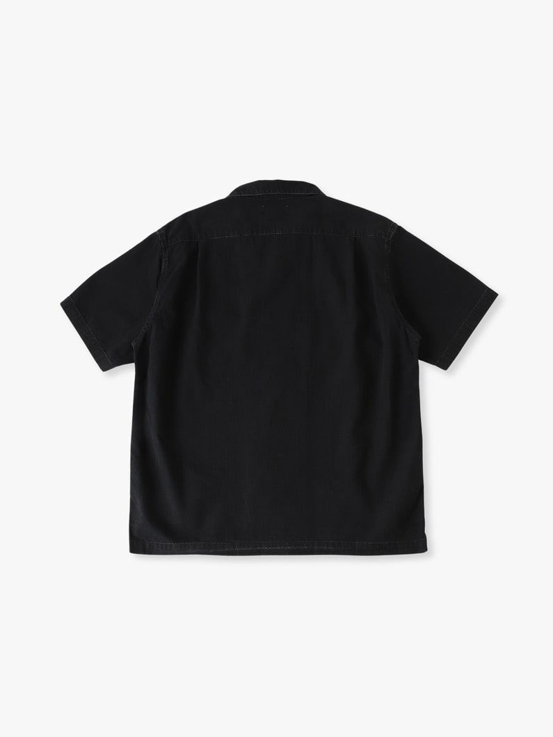スラブシャンブレー オープンカラー ショートスリーブシャツ 詳細画像 black 1