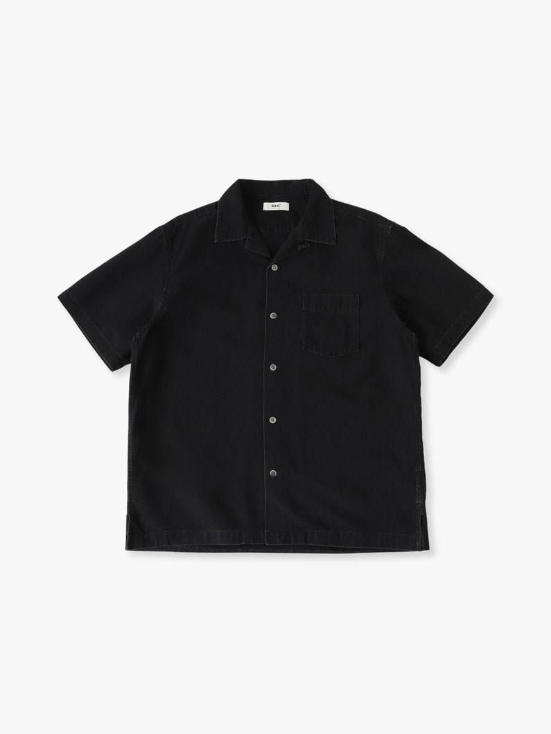 スラブシャンブレー オープンカラー ショートスリーブシャツ 詳細画像 black 3