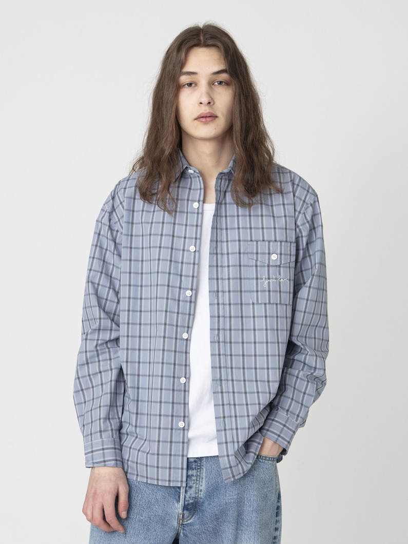 エンブロイダリー ポケット チェックシャツ 詳細画像 blue 2