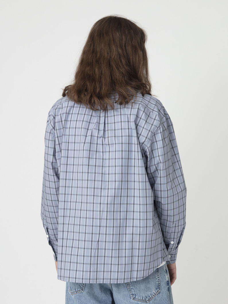 エンブロイダリー ポケット チェックシャツ 詳細画像 blue 3