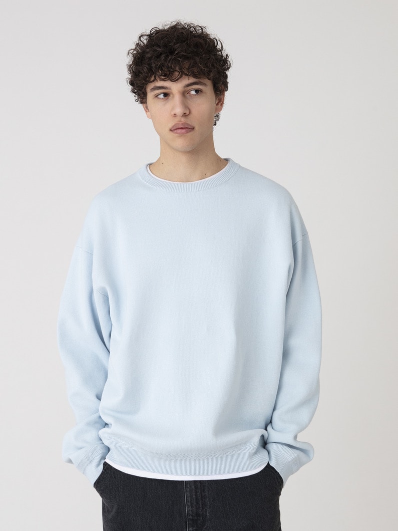 コットンリネン ダブルフェイス ニットプルオーバー 詳細画像 light blue