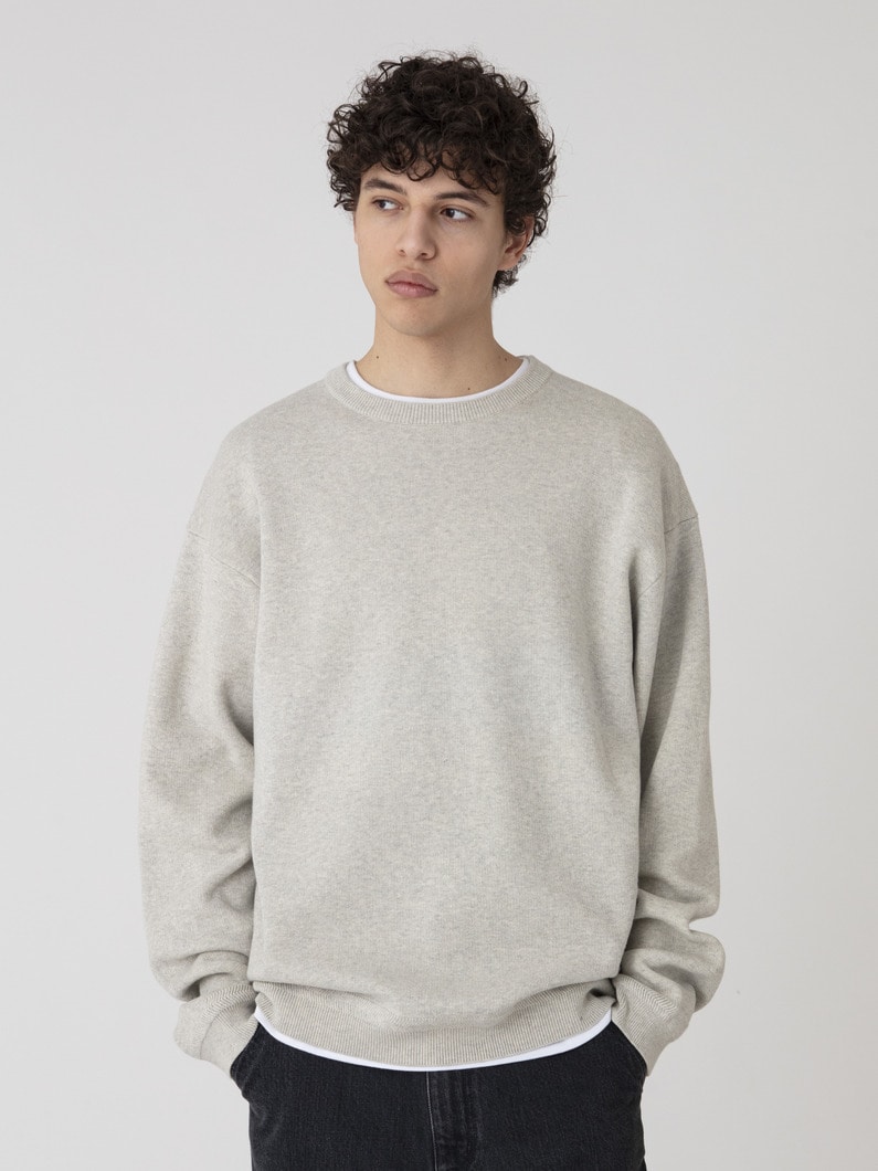 コットンリネン ダブルフェイス ニットプルオーバー 詳細画像 top gray