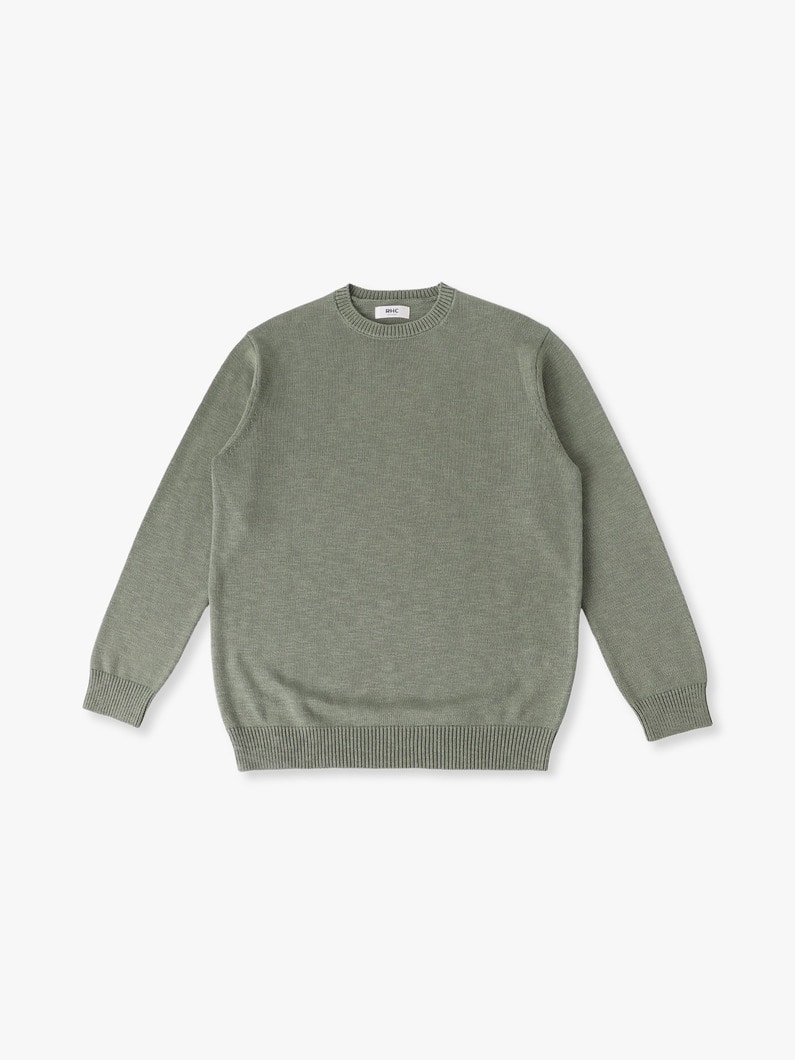 スラブコットン アシッド ニットプルオーバー 詳細画像 khaki