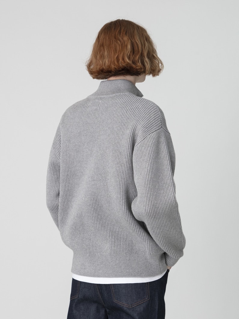 コットンカシミア ドライバーズニット ジップカーディガン 詳細画像 gray 2