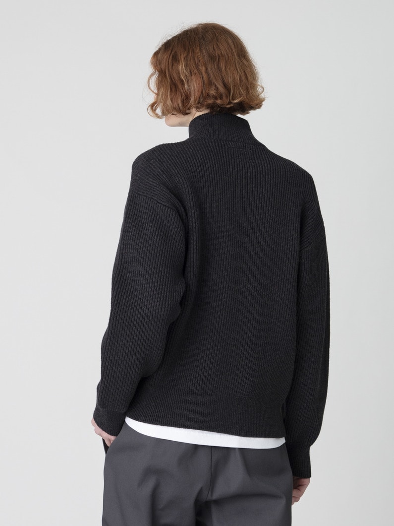 コットンカシミア ドライバーズニット ジップカーディガン 詳細画像 charcoal gray 2