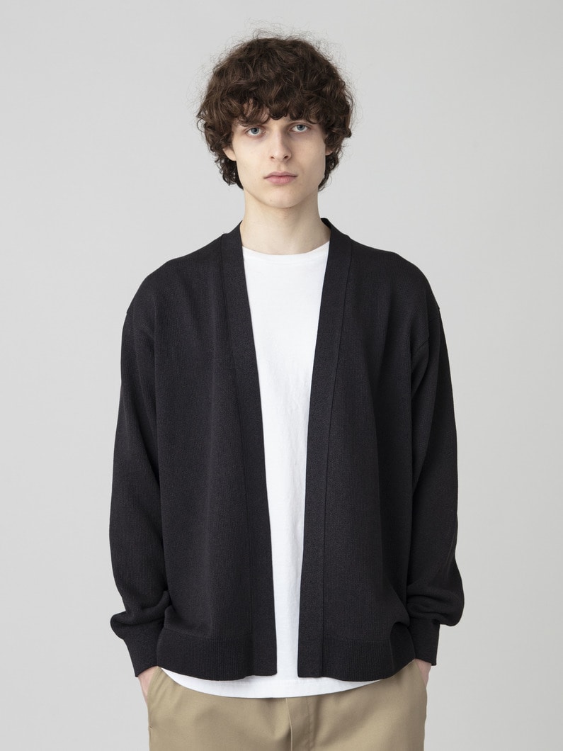 ジャパニーズペーパー パイルライニング ニットカーディガン 詳細画像 black 1
