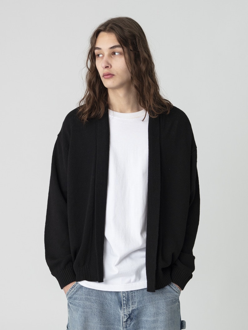 リネンコットン ニットカーディガン 詳細画像 black