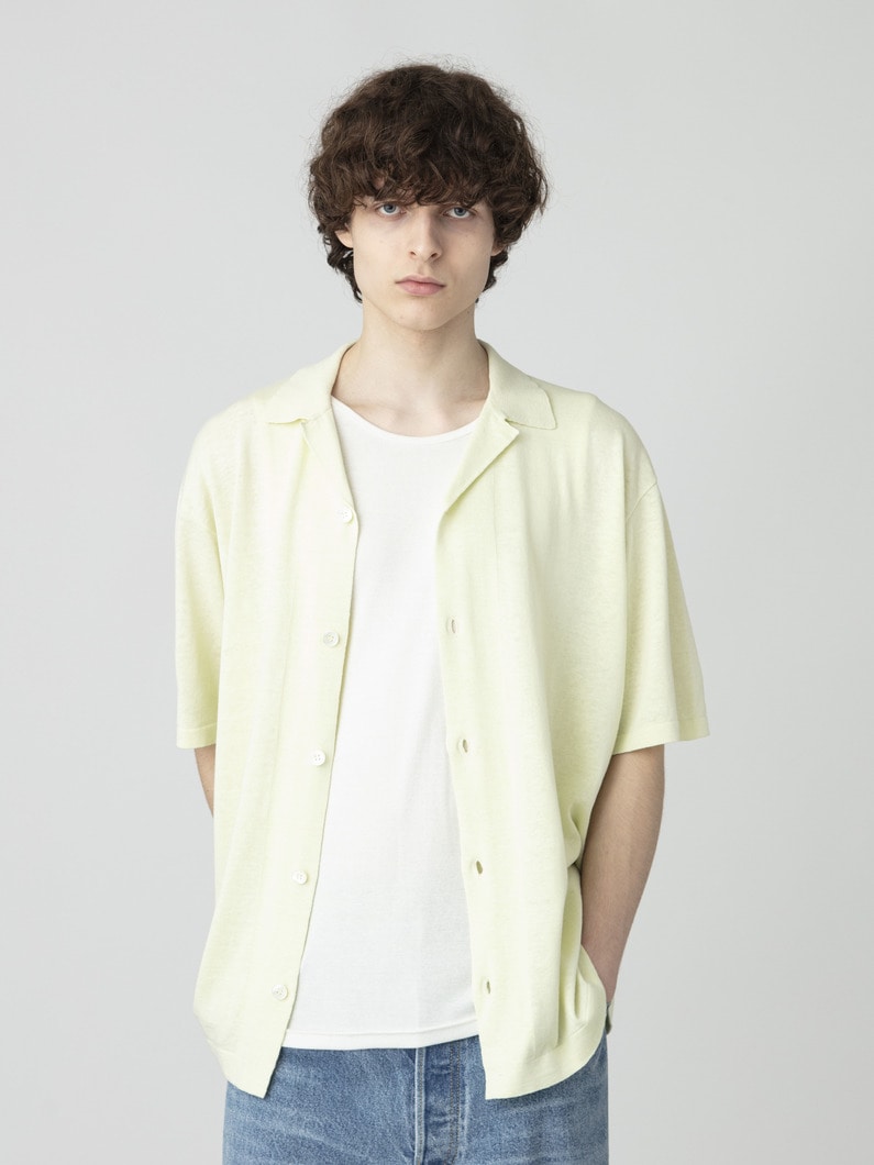 リネンシルク ニット ショートスリーブシャツ 詳細画像 light green