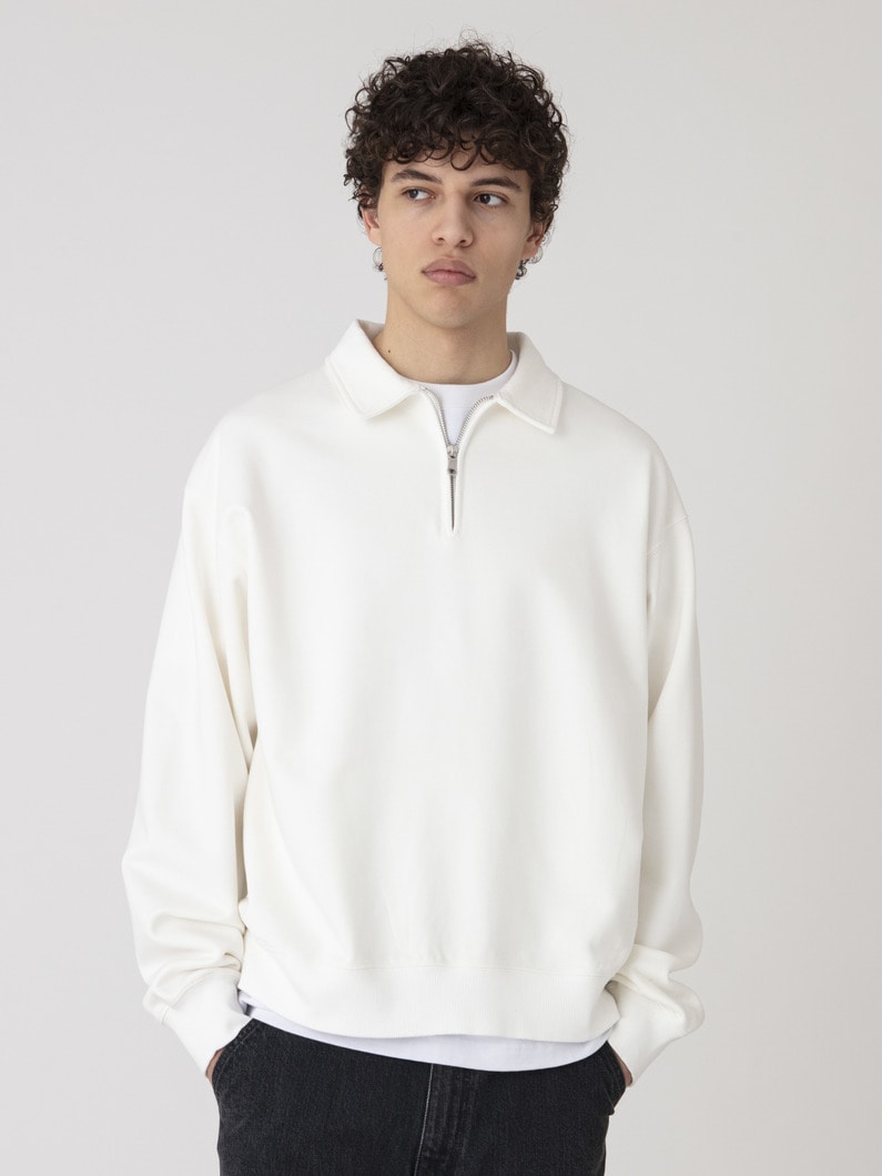 ハーフジップ スウェット プルオーバー 詳細画像 white 1