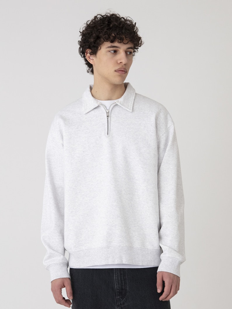 ハーフジップ スウェット プルオーバー 詳細画像 light gray