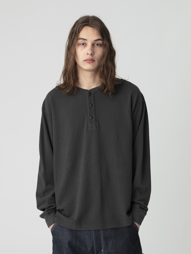 ローゲージピケ ヘンリーネック プルオーバー 詳細画像 charcoal gray