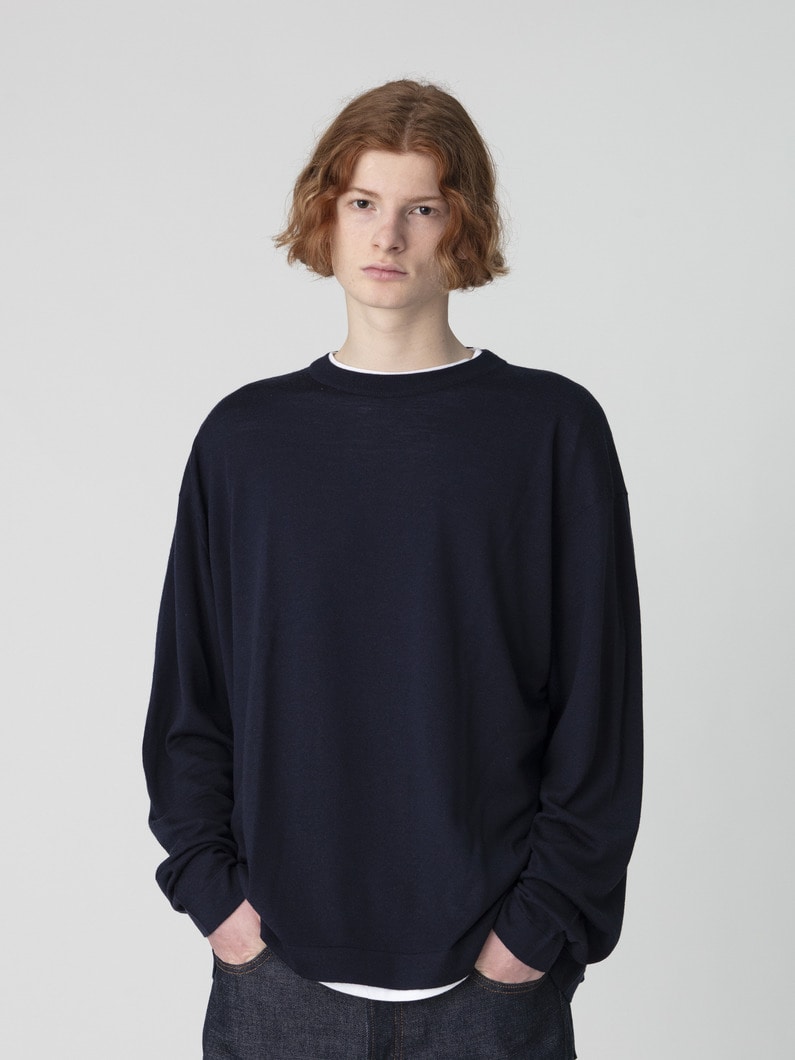 メリノウール ニットプルオーバー 詳細画像 navy