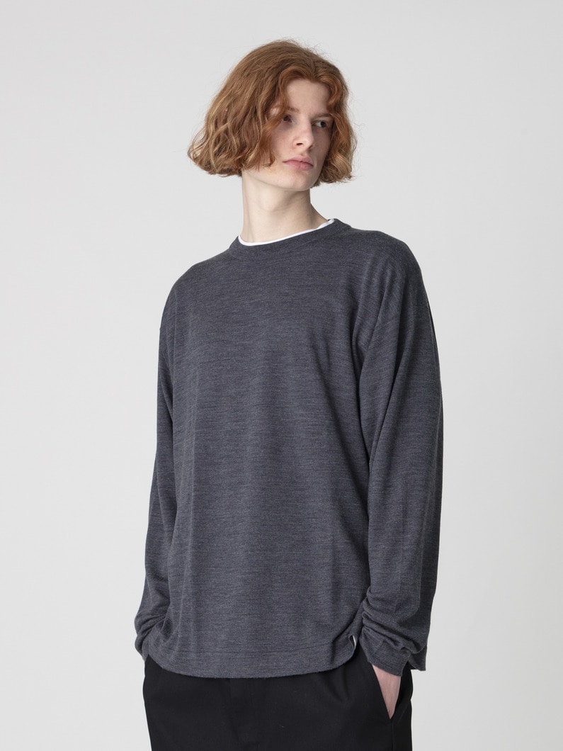 メリノウール ニットプルオーバー 詳細画像 charcoal gray