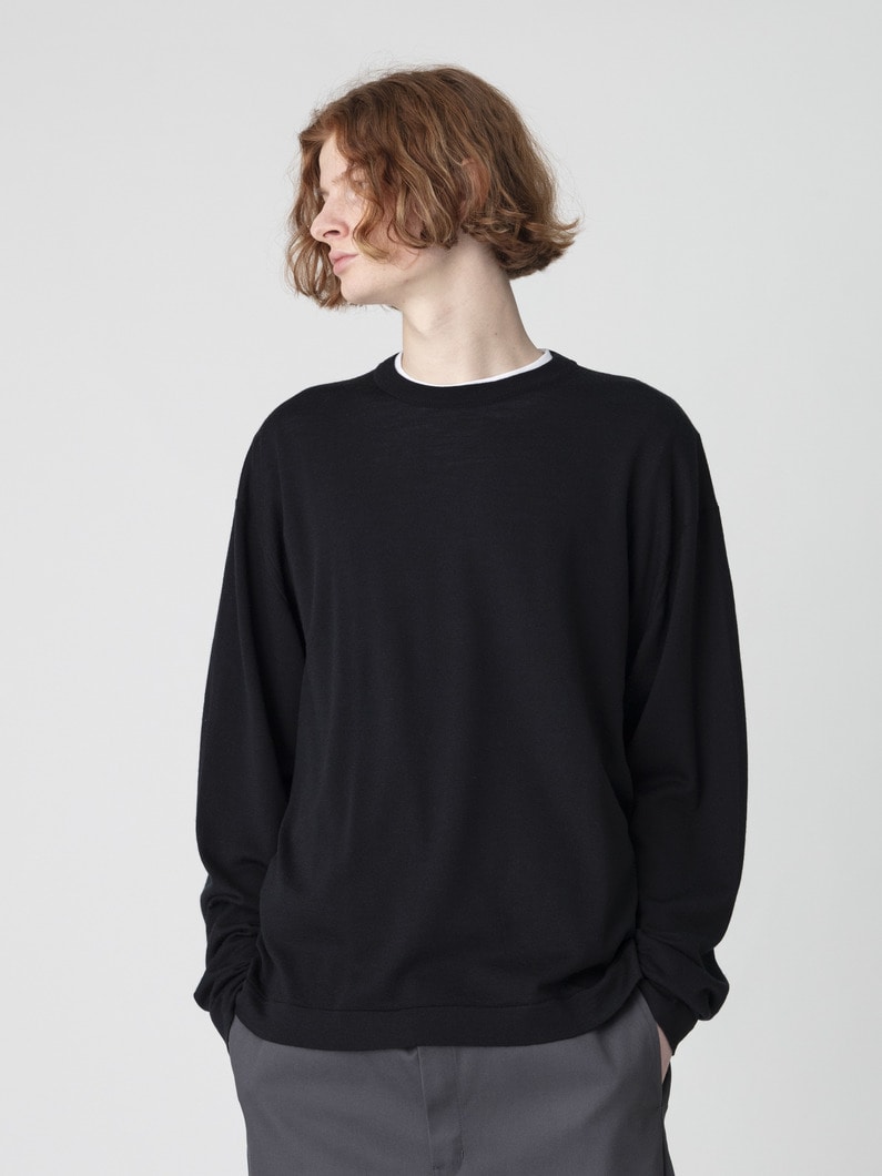 メリノウール ニットプルオーバー 詳細画像 black