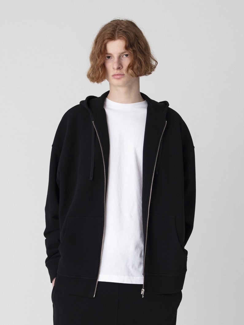 ループバック ラグラン スウェット ジップフーディー 詳細画像 black