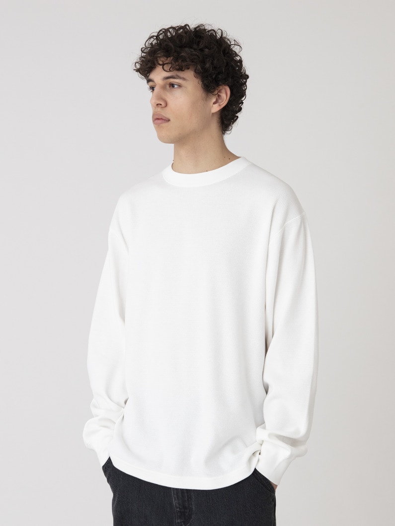 ハニカムワッフル プルオーバー 詳細画像 white