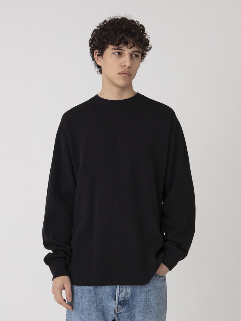 ハニカムワッフル プルオーバー 詳細画像 black