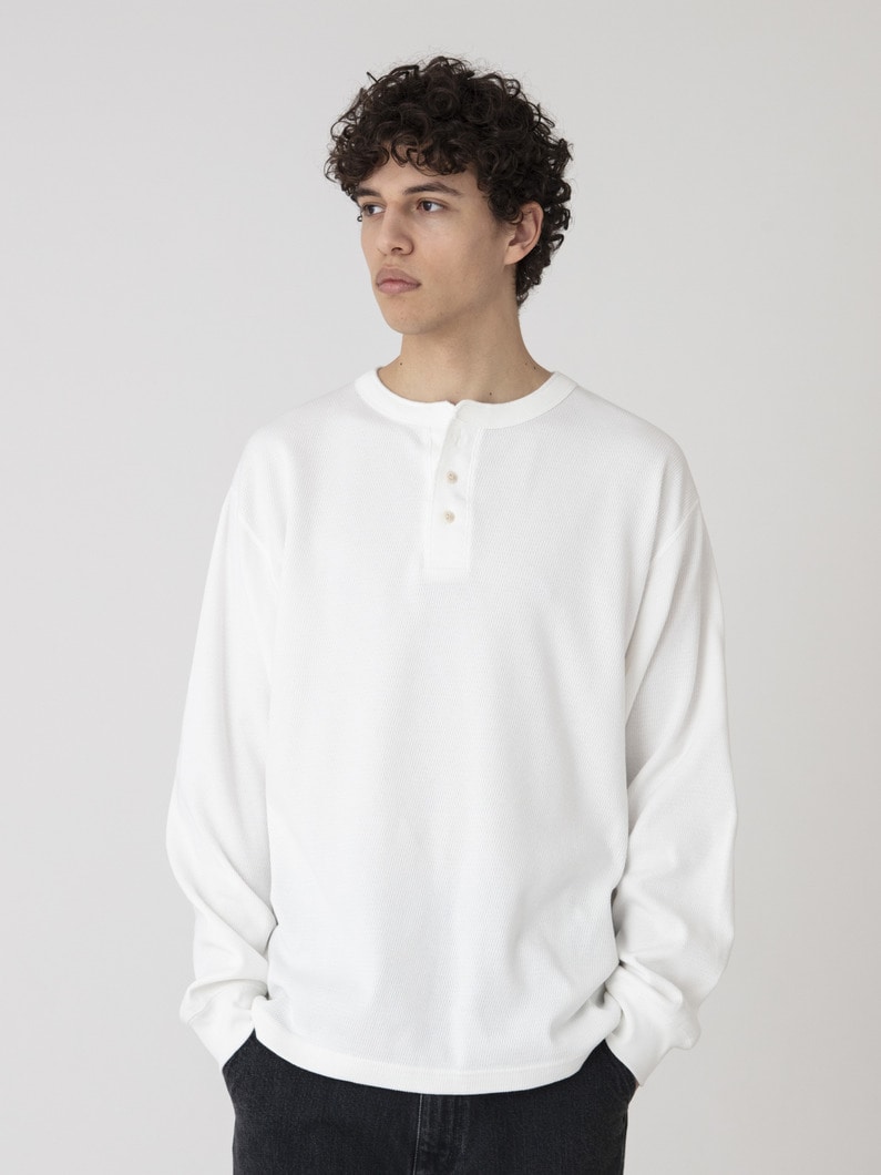 ハニカムワッフル ヘンリーネック プルオーバー 詳細画像 white 1