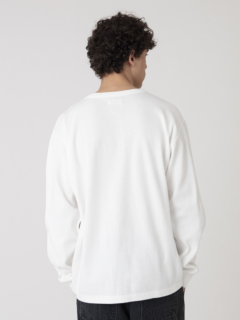 ハニカムワッフル ヘンリーネック プルオーバー 詳細画像 white 2