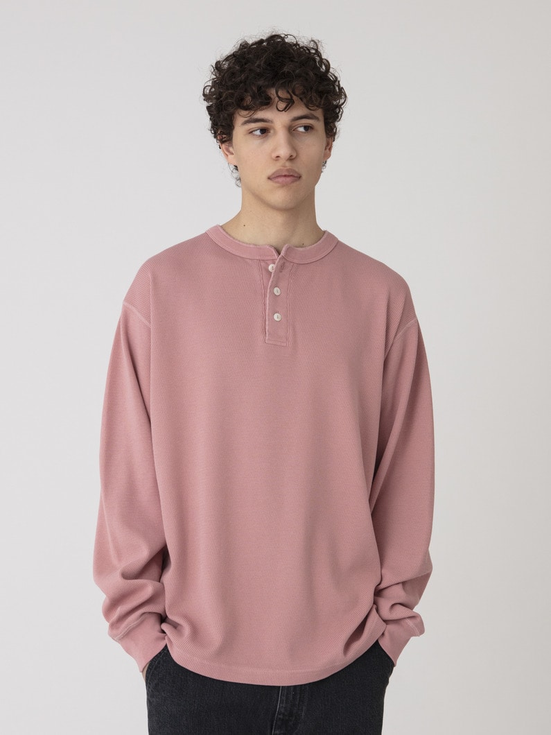 ハニカムワッフル ヘンリーネック プルオーバー 詳細画像 pink