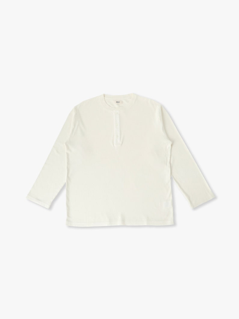 コットンヘンプ スムース ヘンリーネックロングスリーブティー 詳細画像 white 3