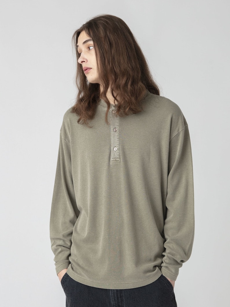 コットンヘンプ スムース ヘンリーネックロングスリーブティー 詳細画像 khaki