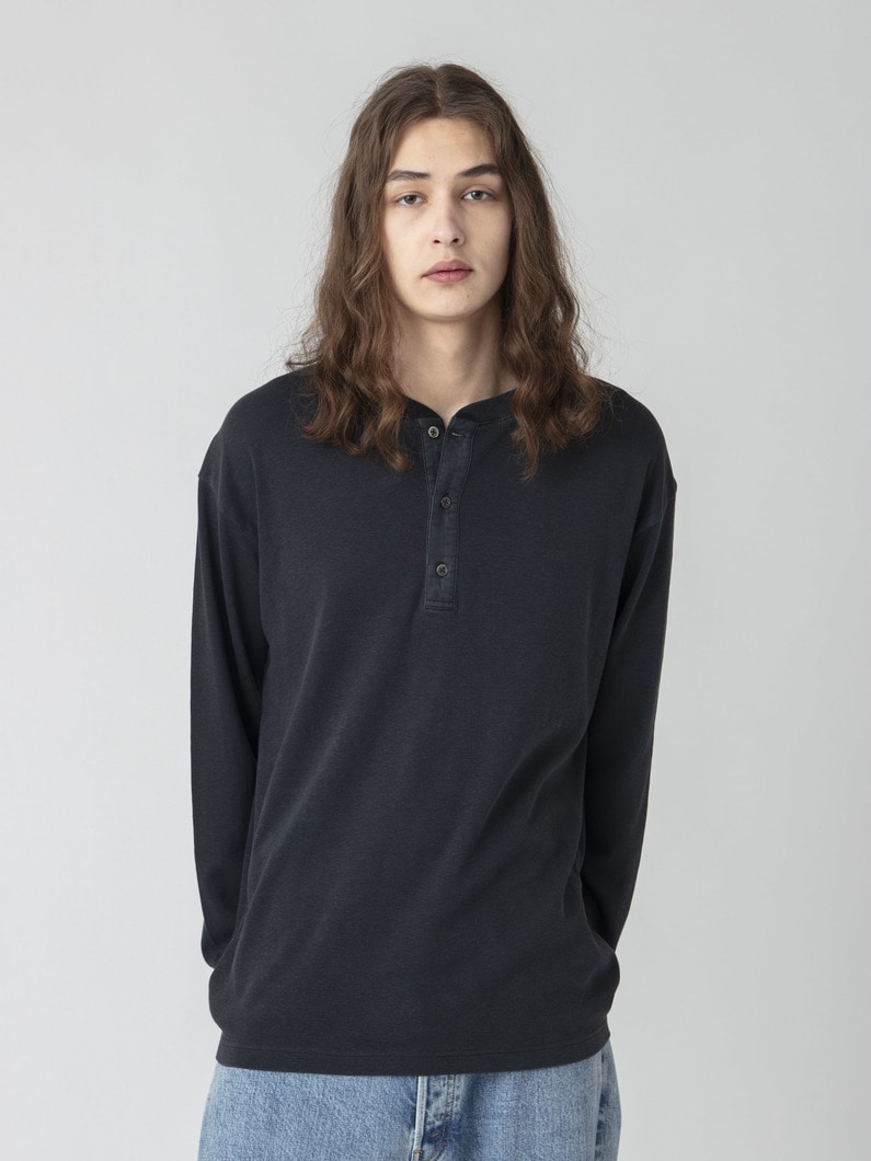 コットンヘンプ スムース ヘンリーネックロングスリーブティー 詳細画像 black