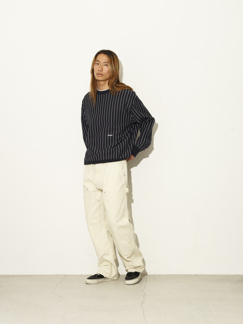 ピンストライプ スウェット プルオーバー 詳細画像 navy