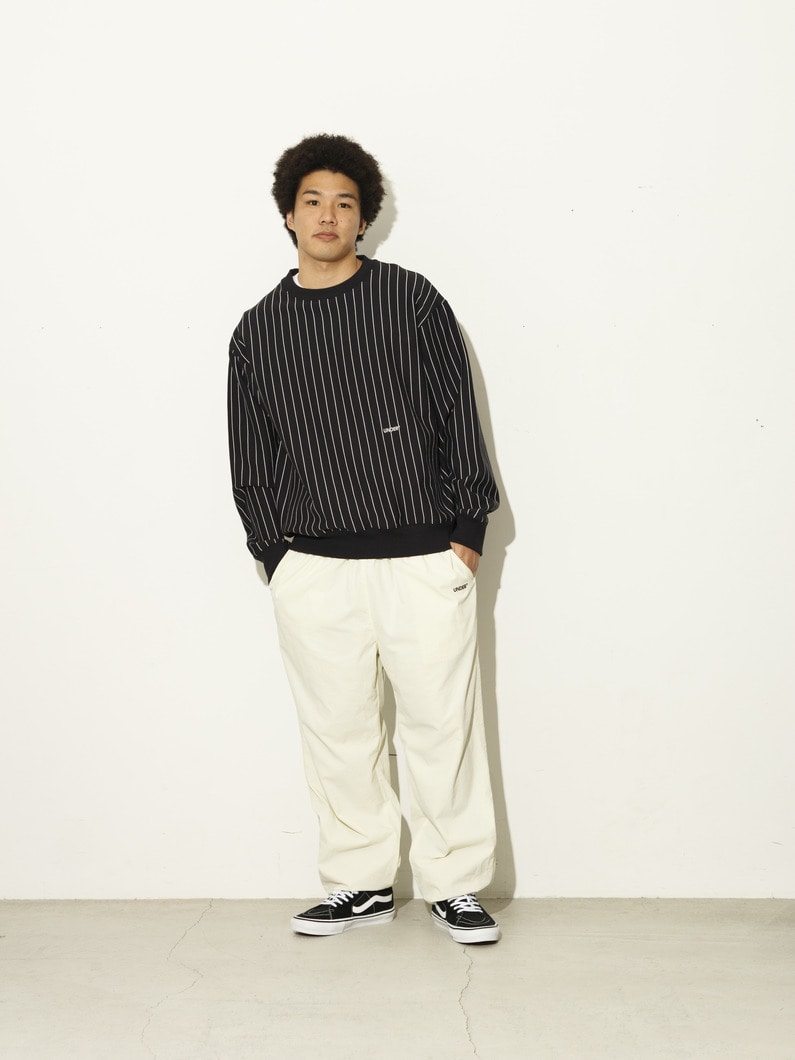 ピンストライプ スウェット プルオーバー 詳細画像 black