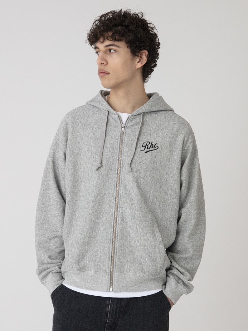 エンブロイダリーロゴ スウェット ジップフーディー 詳細画像 gray