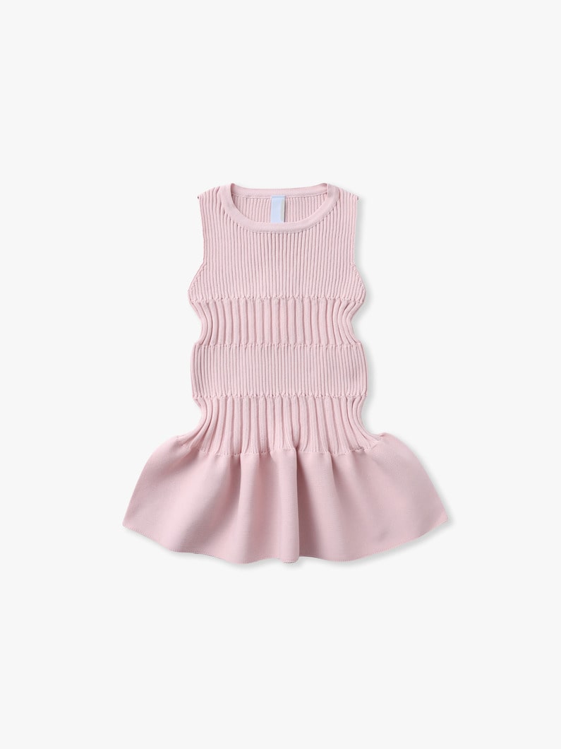 ソフト フルーテッドキッド スリーブレス ドレス（ライトピンク/ネイビー） 詳細画像 light pink