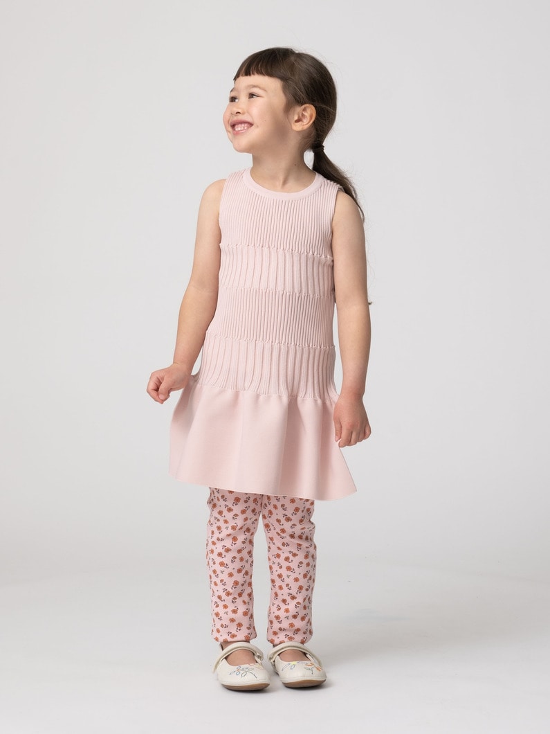 ソフト フルーテッドキッド スリーブレス ドレス（ライトピンク/ネイビー） 詳細画像 light pink 4