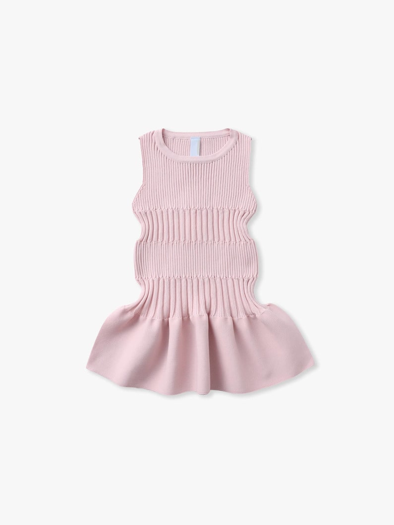 ソフト フルーテッドキッド スリーブレス ドレス（ライトピンク/ネイビー） 詳細画像 light pink 5