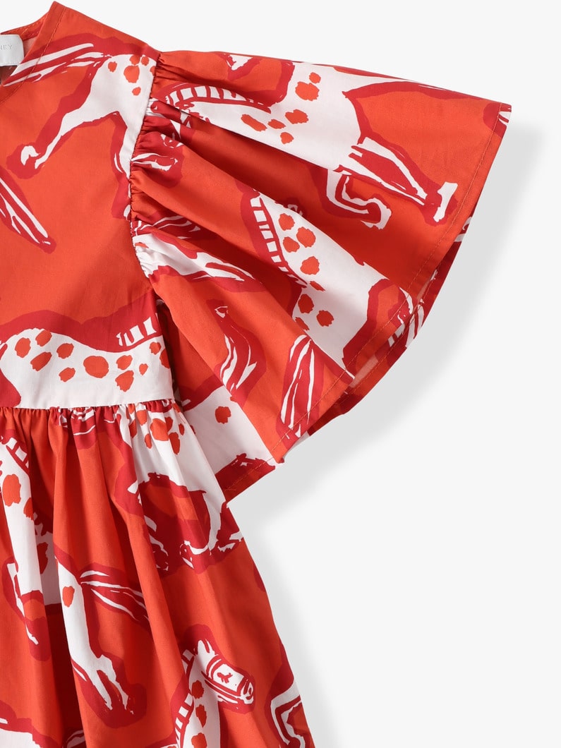 ホースプリント ポプリン ドレス（4-10Y） 詳細画像 red 2