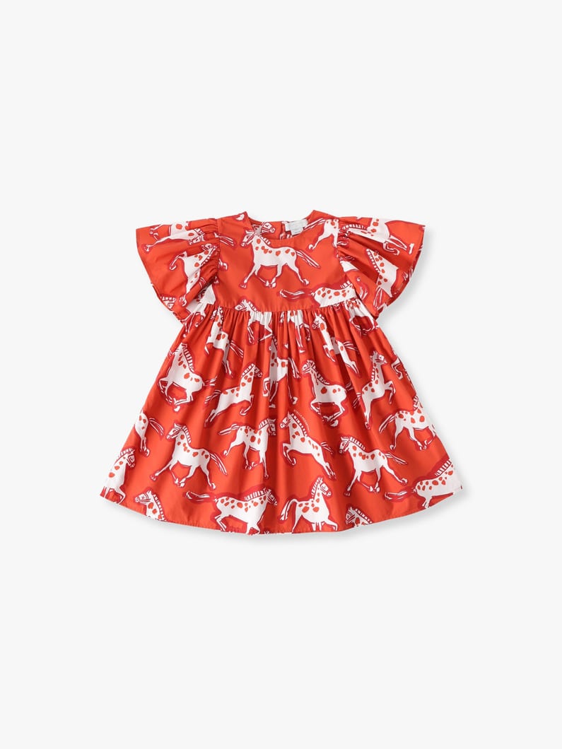 ホースプリント ポプリン ドレス（4-10Y） 詳細画像 red 1