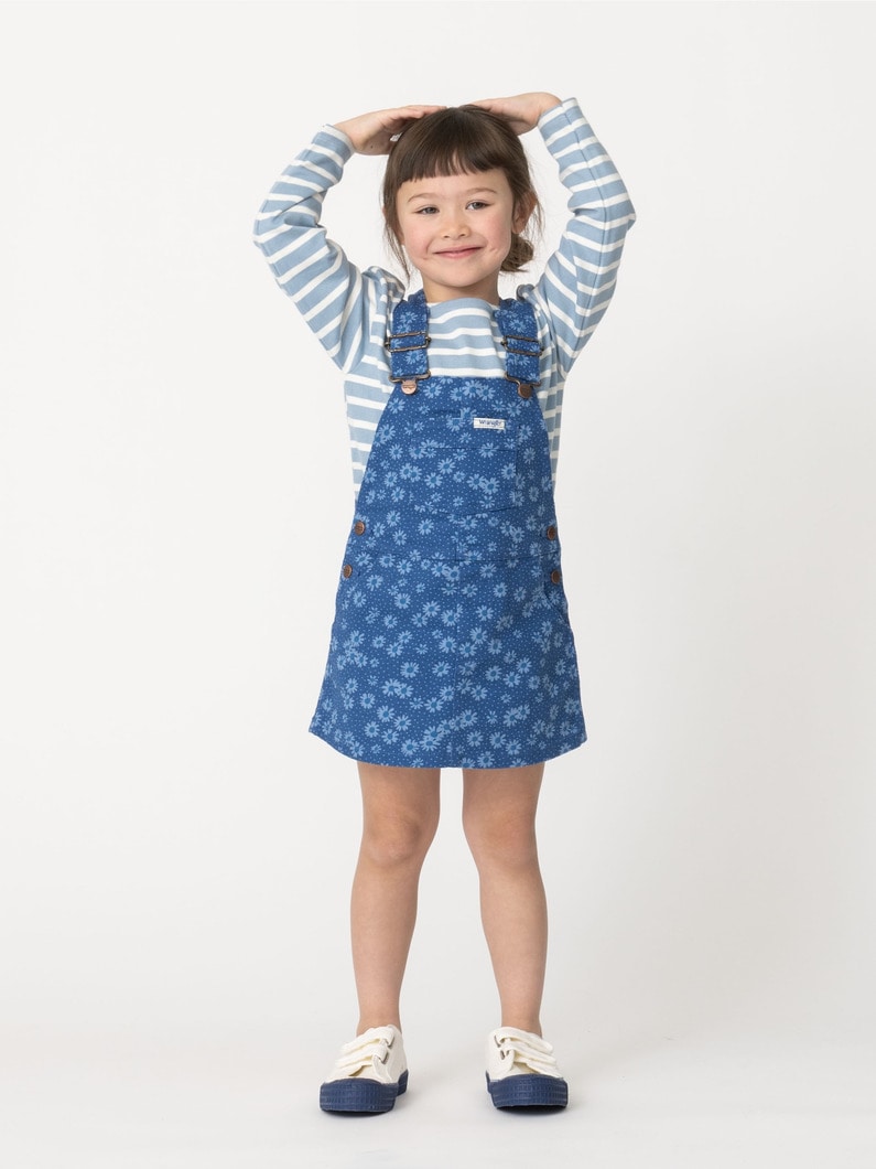 フラワー プリント デニム ドレス（ブルー/105-150cm） 詳細画像 blue 1