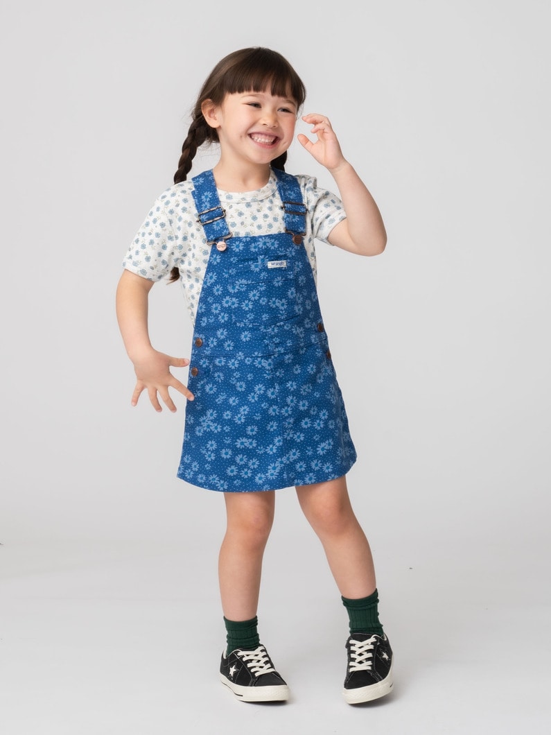 フラワー プリント デニム ドレス（ブルー/105-150cm） 詳細画像 blue 2