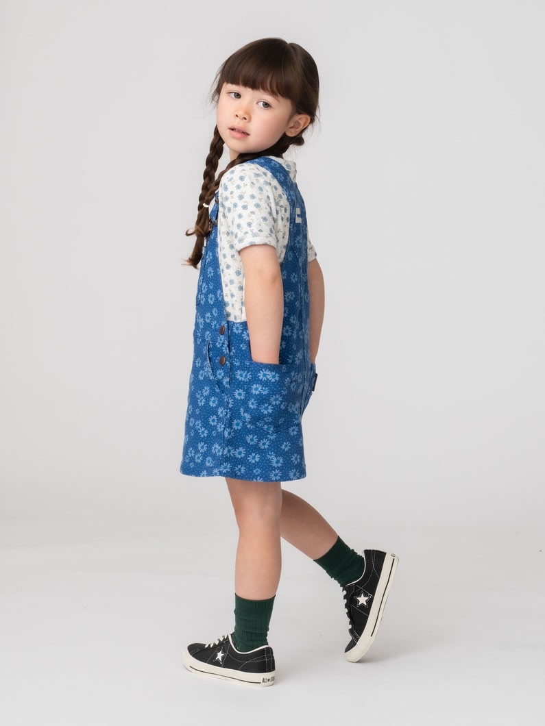 フラワー プリント デニム ドレス（ブルー/105-150cm） 詳細画像 blue 3