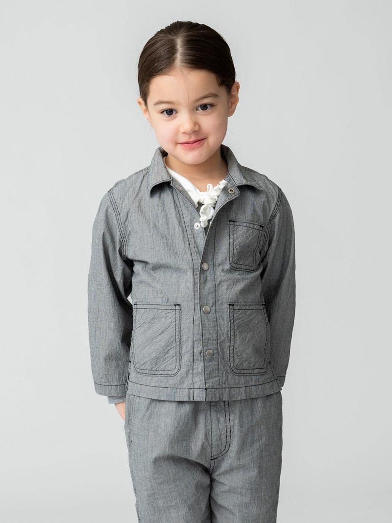 ワッシャー チェック ジャケット（100-140cm） 詳細画像 black 3