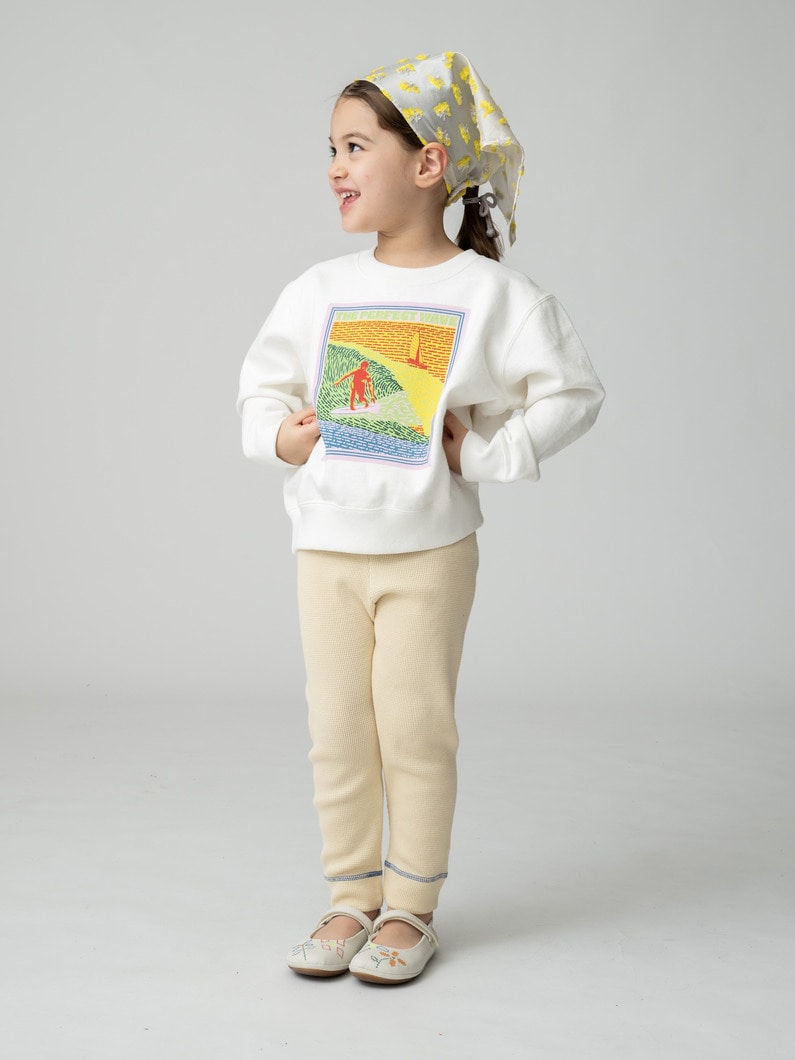 オーガニックコットン ワッフル レギンス（ライトイエロー/ライトブルー/ネイビー/70-110cm） 詳細画像 light yellow