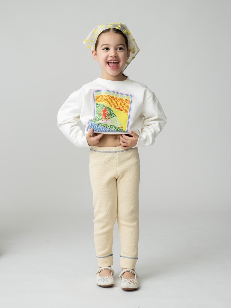 オーガニックコットン ワッフル レギンス（ライトイエロー/ライトブルー/ネイビー/70-110cm） 詳細画像 light yellow 3