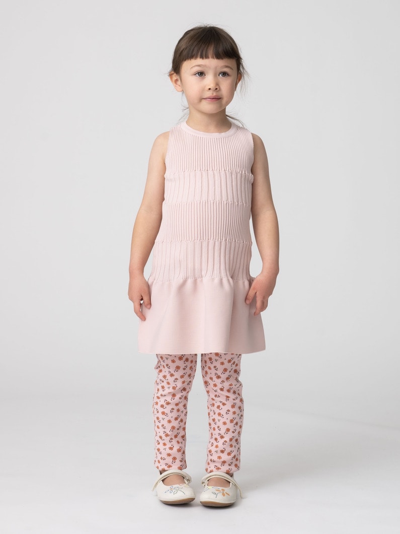 フラワー プリント レギンス（オートミール/ピンク/ブルー/100-140cm） 詳細画像 pink 1